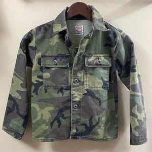 Vintage Pointer Brand Boys Green Camo Long Sleeve Jacket